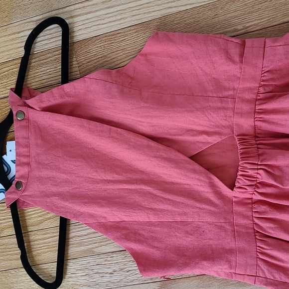 Market & Spruce Coral Linen Spring Dress Sz. S - Picture 7 of 9